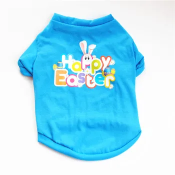 Mielas Laiškas Šunų Drabužius Happy Easter Bunny Rabbit Animacinių Filmų Spausdinti Mėlyna Šuo Marškinėliai Augintiniai Drabužių Mažų Šunų Teddy Pet Kostiumas