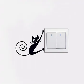 Mielas mažai gyvūnų katė pereiti siena lipdukas miegamojo kambarį pereiti papuošalai freskos namų dekoro lipdukai PVC lipdukai, tapetai