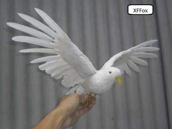 Mielas realiame gyvenime balti balandžiai modelis putų&plunksnų sparnus balandis paukščių lėlė apie 30x48cm xf0059