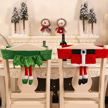 Mielas Santa Elf Gir Modelius Kalėdų Dekoratyvinis Kėdė Padengti Šeimos Restoranas Patogus Skalbti Mašinoje Namų Dekoro