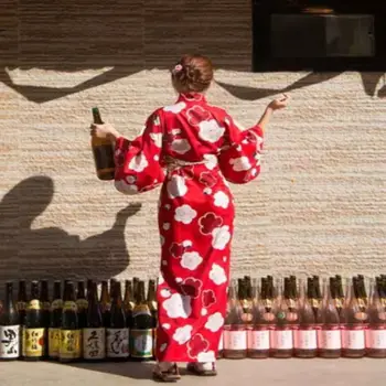 Moterys, Japonijos Tradicinių Kimono Yukata Vonia, Chalatas, Mielas Raudona Derliaus Kimono Geiša Dress Nemokamai dydžio Moterims