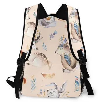 Moterų, vyrų kuprinė kelionių kuprinė mens nešiojamas krepšys didelis pirkinių kelionės krepšys Akvarelė Boho Fox Elnias Gyvūnų Kiškis Ir Meška
