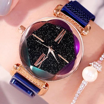 Moterų Žiūrėti LED Elektroniniai Žvaigždėtą Žiūrėti Prekės Paprastų Moterų Sporto Laikrodis Magnetas Sagtis Kvarco Žiūrėti Reloj Mujer 2020 Naujas
