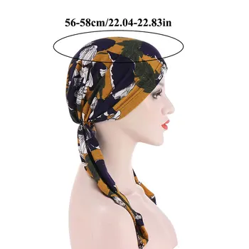 Musulmonų Skarelė Patterened Hijabs Moterų Spausdinti Hijabs Skrybėlę Galvos Turbaną Galvos Skara Bžūp Skrybėlę Ilga Uodega Variklio Dangčio Juosta Apvynioti Bžūp Hijabs