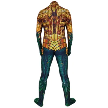 Naujas Aquaman Cosplay Kostiumų Arthur Kario Superhero Zentai Aukso Žalia Bodysuit Kostiumas Jumpsuits Halloween Kostiumai Vaikams, Vyrams