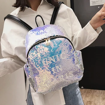 Naujas blizgančiais didelės talpos maišelį moterų nauja korėjos versija laukinių mados atsitiktinis studentas krepšys, kuprinė