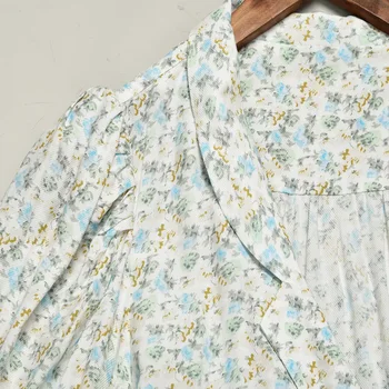 Naujas Gėlių Spausdinti Moterų Midi Suknelė Vintage V Kaklo Nėrinių Bowknot Apdaras Pavasarį, Vasarą Gabin Suknelė