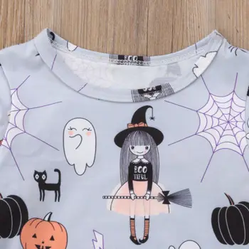 Naujas Halloween Kūdikių Mergaitės Animacinių Filmų Moliūgų Gpgb Spausdinti Ilgomis Rankovėmis Atsitiktinis Bamblys Drabužių Rudens Aukštos Kokybės Pilka Suknelė Mielas