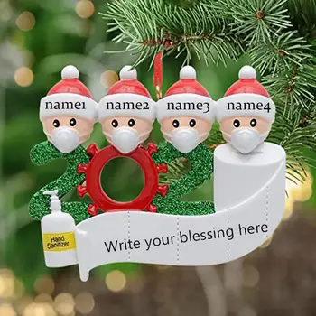 Naujas Kalėdų Medžio Apdaila Karantino Santa Claus Su Kauke Rašyti Palaima Kabinti Ornamentu Namuose Kalėdų Dekoro Priedai Veltiniams, Vilna