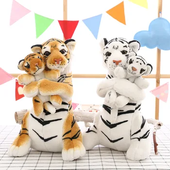 Naujas Modeliavimo Tigras Minkštas iškamša Pliušiniai Žaislai Motinos ir Kūdikio Tigras Lėlės Mielas Kūrybos Lėlės Apdailos Gimtadienio Dovana