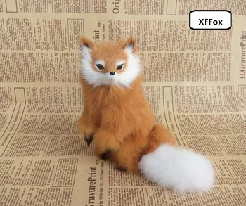 Naujas realus gyvenimas squating fox modelis, plastinė ir kailių modeliavimas geltona fox lėlės dovana, apie 15x13x13cm xf1734