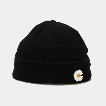Naujas skaldytų skylę žiemos beanies vyras moteris hip-hop mados melionas skrybėlę lauko vėjo ledo kepurę Gėlių brimless Savininkas bžūp