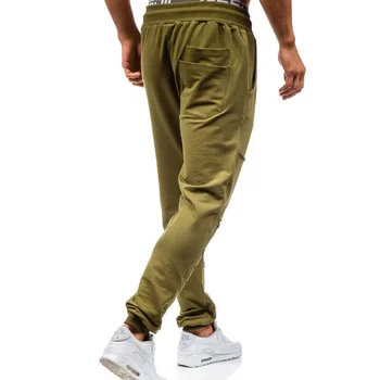 Nauji vyriški Slim Susiuvimo Atsitiktinis Kelnės Skaldytų Vario Dvigubos Kišenės 2019 Mados Dizaino Vyrų Sweatpants Poilsiu Streetwear M-XXXL