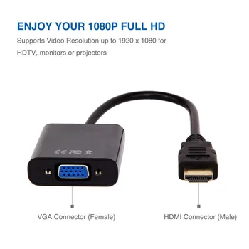 Paauksuotas HDMI Male VGA Moterų Konverteris Adapteris Skaitmeninio į Analoginį Vaizdo Kabelis Remti 1080P Nešiojamas Projektorius, Monitorius
