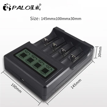 PALO 4 slots LCD Ekranas 18650 baterija, Įkroviklis 18650 14500 18500 16350 baterija 3.7 V serijos ličio jonų baterijos įkrovimas