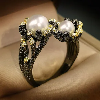 Papuošalai mišrios partijos Baroko perlas žiedas originalaus dizaino italijos meistriškumo kilnus gėlių formos, dviejų spalvų S925 priedai