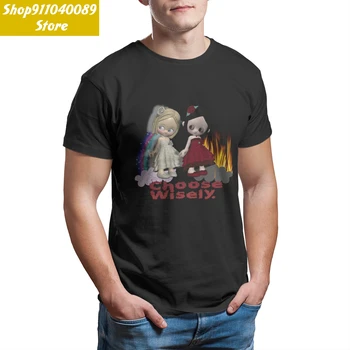 Pasirinkti Protingai Angelas Velnio Mergaičių T-Shirt Spausdinti Derliaus Anime Cosplay 4XL 5XL 6XL Plius Dydis Drabužių 13345