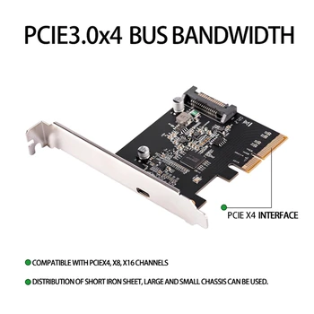 PCIE su USB3.2 Tipas-C pagrindinio Valdiklio Kortelės 20Gbps Perdavimo Greitis Gen2