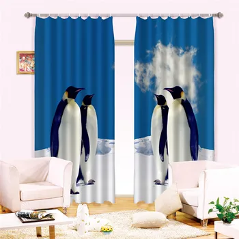 Penguin 3D Lango Užuolaidėlė Prabanga skėtį nuo saulės Kambarį vestuvių Miegamajame papuošti Apklotai Rideaux Cortina Individualų dydį užvalkalas