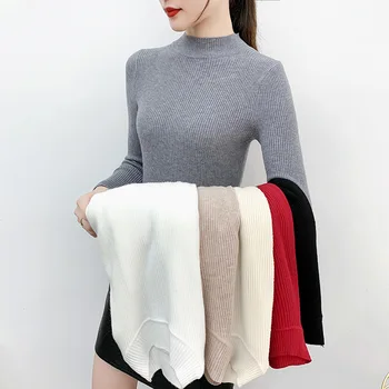 Populiariausių Rudens ir žiemos mados naujo stiliaus megzti megztinis mados striukė striukė pusę-aukštos kaklu striukė ne dėvėti moterims