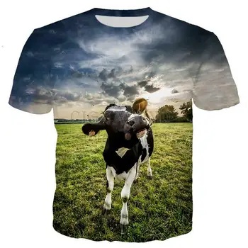 Populiarus Gyvūnų Karvė 3D Spausdinimo Atsitiktinis Marškinėliai Mados Moteriški Vyrai trumpomis Rankovėmis Viršūnes