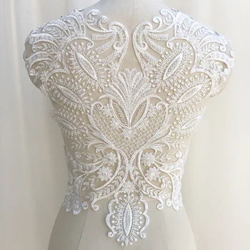 Prancūzų Nėriniai Pleistras Rankų darbo Karoliukai 3D Vestuvių Suknelė Aplikacijos 