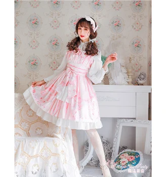Princess arbatėlė saldus lolita dress senovinių nėrinių bowknot mielas spausdinimo viktorijos suknelė kawaii girl gothic lolita jsk loli cos