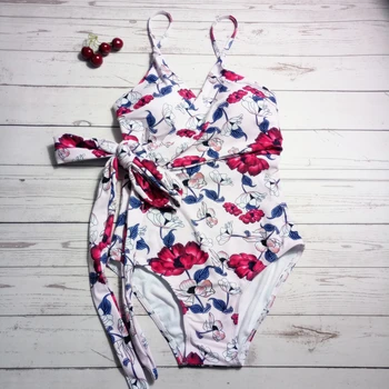 Push-Up maudymosi kostiumėlį Moterų Sexy Gėlių Spausdinti vientisi maudymosi Kostiumėliai 2019 Naują Atvykimo Tvarstį, Maudymosi Kostiumą, Moteris Vasarą Plaukti Monokini