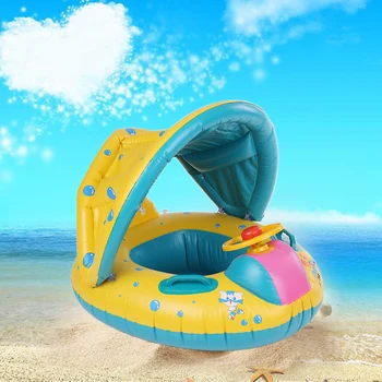 PVC Saugos Pripučiami Kūdikių Plaukimo Baseinas Žiedas Kūdikių Plūdė su Nuimamu skėtį nuo saulės Sėdynės Valties Plaukimo Žaislai Vasarą Vandens Pramogos