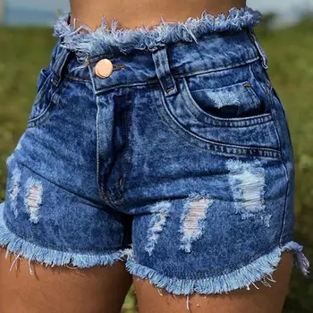 Richkeda parduotuvėje moterų vasaros džinsinio šortai mados kutas džinsai, šortai, seksualus Liesas aukšto juosmens šortai plius dydis