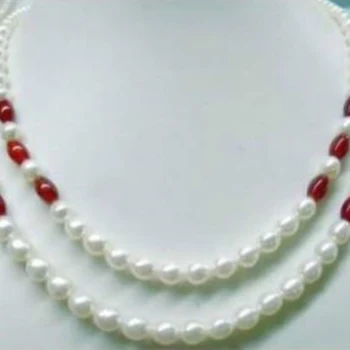 Romantiška mados 2 eilutės 7-8mm natūralus baltas perlas apvalūs karoliukai rube 