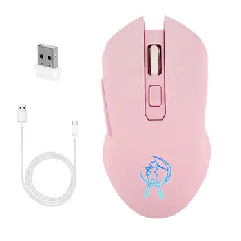 Rožinė LED Silent Optinis Žaidimas Pelių 1600DPI 2.4 G USB Belaidės Pelės PC Nešiojamas N0HC