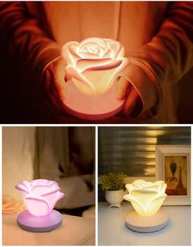 Rožių formos LED Nakties Šviesos Tris-lempos šviesos srautą galima reguliuoti Touch-sensorius, Šviesos, 4 Spalvų, Šeimos Miegamasis Apdailos Valentino Dienos Dovana Lampe