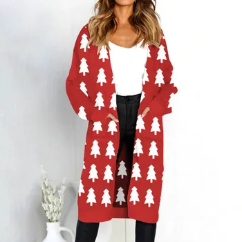 Rudenį Naujų Ins Stiliaus Megzti Ilgas Megztinis Ilgomis Rankovėmis Džemperis Moterims Leopard Laisvalaikio Paltas Moteriška Lady Outwear Paltai