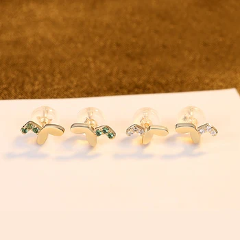 SANYU Aukštos Kokybės Grynos 14K Aukso Širdyje, Emerald Stud Auskarai Žalia Brangakmenio Dvigubo Širdies 585 Auskarai Moterims Fine Jewelry