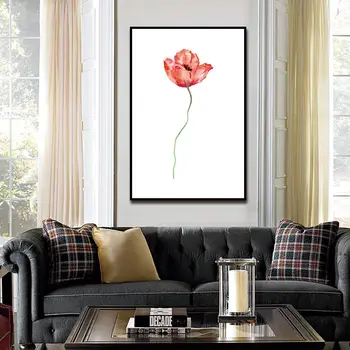 Sienos Nuotrauka Šiuolaikinės Akvarelės Aguonų Augalų, Gėlių Gėlių, Rožių, Drobė Meno Atspaudai ant Plakato Šiaurės šalių Namų Dekoro Tapyba