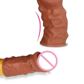 Silikono didelis Vyrų varpos rankovė padidinti dirželis ant nelaisvėje gaidys žiedas extender storio, Daugkartinio naudojimo prezervatyvai Intymios prekės, sekso žaislas dildo