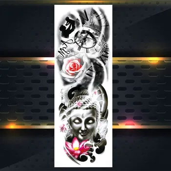 Spalvinga Tigras Rankovės Fox Laikinos Tatuiruotės Lipdukas, Skirtas Moterims, Vyrams, Visiškai Rankos Netikrą Buda Gėlių Kariai Pelėda Kūno Menas Tatoos Dekoras