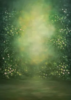 TR 5x7FT Tamsiai Žalia Bokeh Backgrounds Baltos Gėlės, Žolės Lauko Keliu Užsakymą Foto Studija Fonas Fonas Vinilo 220cm x 150cm