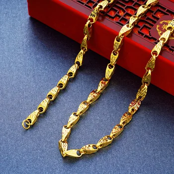 Tuščiaviduriai Sėklos Formos Karoliai Geltonos Aukso Užpildytas Vintage Mados Mens Karoliai Grandinės colar de homens