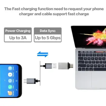 USB-C USB-A 3.0 OTG Adapteris, skirtas Elephone P11 3D , A5 , U / U Pro , S8 , Z1 / P9000 Lite / P9000 / M3 Telefono Modelis C Skaičiuoklė
