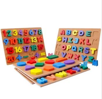Vaikai Aritmetinis valdybos Abėcėlė Skaitmeninis Dėlionės, Mediniai Montessori Ankstyvo Mokymosi Žaislas 3D Spalvinga Raidžių Valdybos Vaikams
