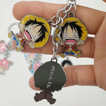 Vienas Gabalas keychain mielas raktų žiedas moterims Monkey D. Luffy keychain anime key chain raktų pakabukas portachiavi llaveros maišelį, žavesio