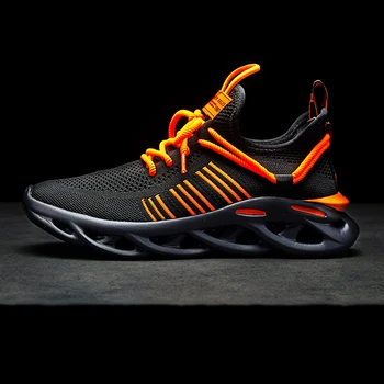 Vyriški bėgimo bateliai mados plius dydis sportiniai bateliai baltos spalvos, apelsinų lauko bėgiojimas sneaker kvėpuojantis twist dizaino batų
