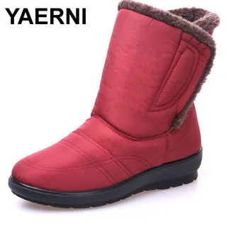YAERNI 2017 žiemos naujas Moterys sniego batai Panele batai, šilta, neperšlampama dukra, mergaitė raudona markės mados batai m034