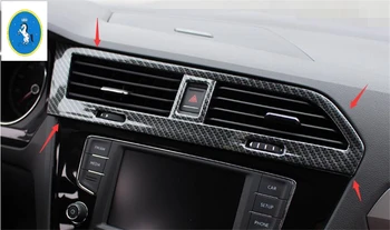 Yimaautotrims 2 Spalva Tinka Audi VW Tiguan 2016 - 2020 ABS Viduryje Oro Kondicionavimo sistema KINTAMOSIOS srovės Lizdo Angos Raštas Dangčio Apdaila