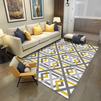Šiaurės stiliaus geometrinis ryškiai geltona juoda kirsti linijos kilimas miegamajame, gyvenamasis kambarys, kavinė sofa grindų kilimėlis kilimų tapis tualeto durų kilimėlis