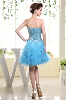 Šviesiai Mėlynos Spalvos Tiulio Raukiniai Kokteilių Suknelės Kristalų Trumpas Šalis Oficialią Prom Chalatai Baigimo Suknelės 2019 Ypatinga Proga Suknelės