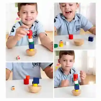 1 Komplektas Medinis Geometrinis Blokai Balansas Žaislas Vaikams, Žaislai Švietimo Pradžioje Žaidimas Mokymosi Balanso Vaikams Montessori Mokym N8K1