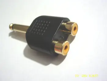 100vnt Auksą, padengtą 6.35 mm (1/4 Colio) Mono Kištuko 2 RCA Lizdas Splitter adapteris